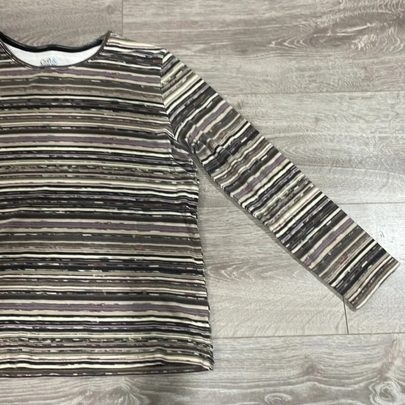🌸 Croft & Barrow Crewneck Long Sleeve Striped Top L - Picture 6 of 14
